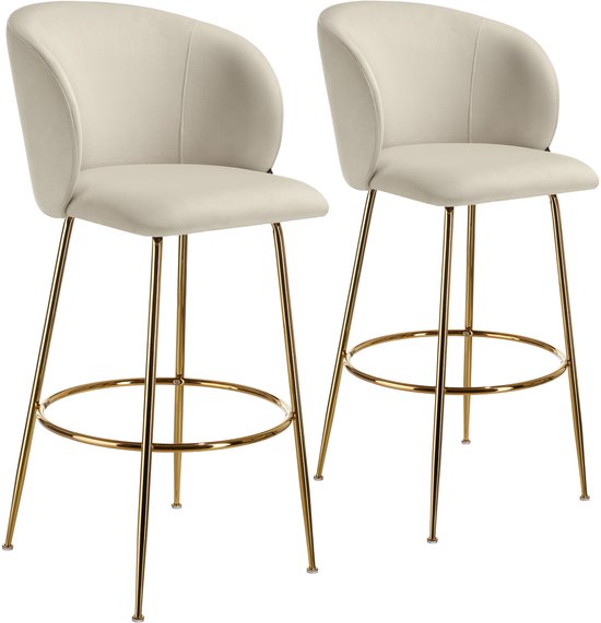 COSTWAY 2-delige Set Barstoelen, Barstoel met Voetensteun