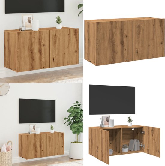 vidaXL Tv-meubel wandgemonteerd 100x30x41 cm artisanaal eikenkleurig