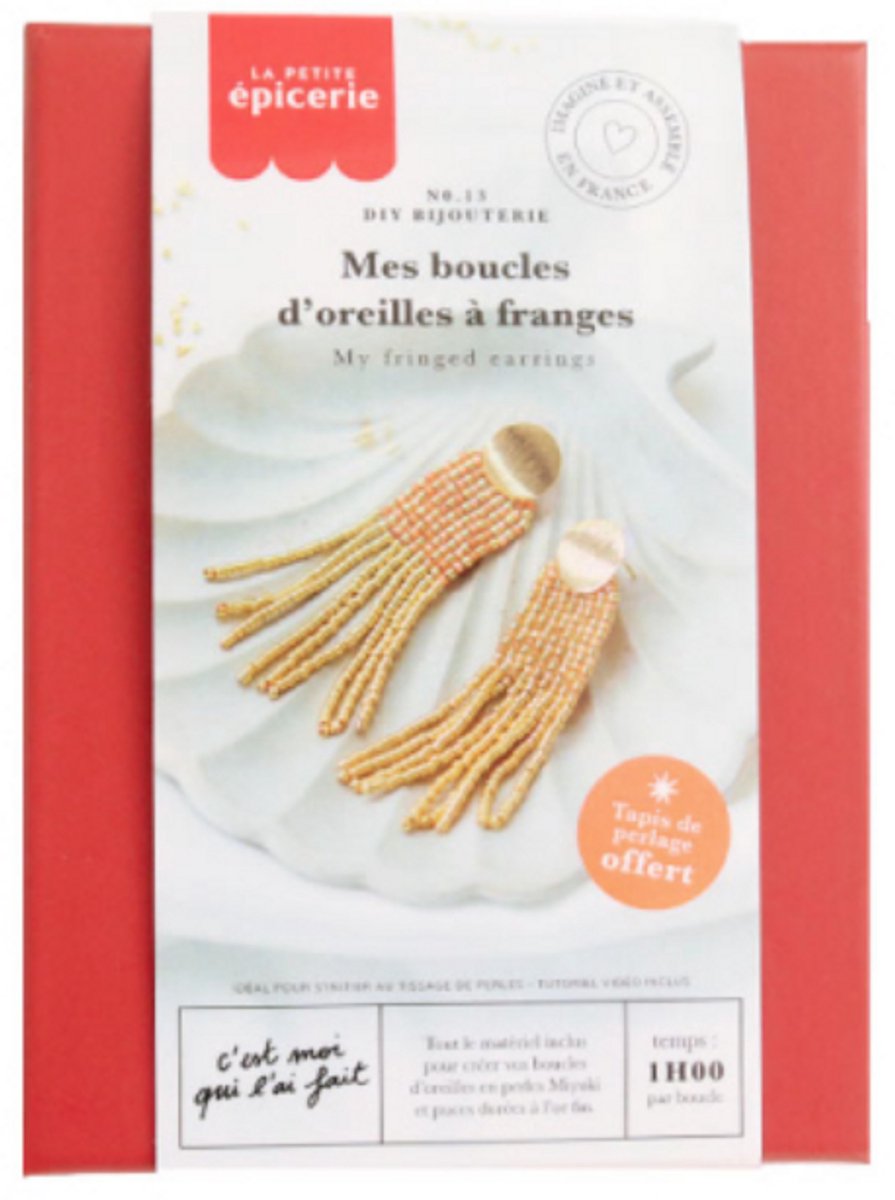 La Petite Epicerie DIY SIERADENKIT "MY FRINGED EARRINGS/MIJN OORBELLEN MET FRANJES" 163g H14.5xW11xL3.5cm | Creatieve | Hobbyset | sieraden | kinderen en volwassenen
