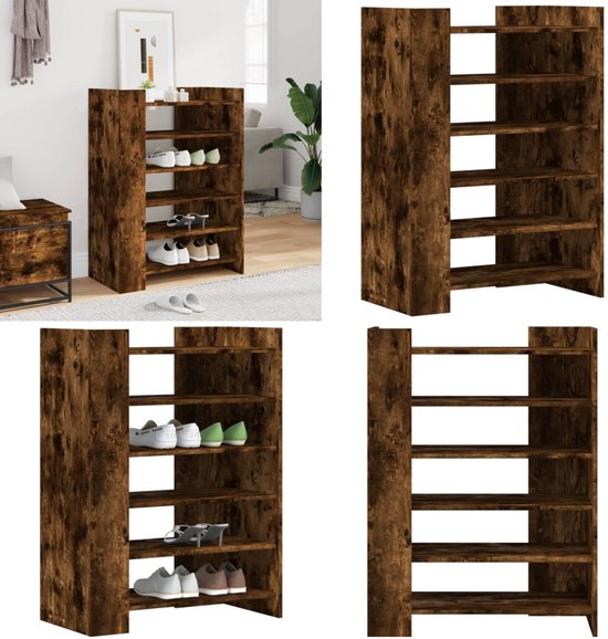 vidaXL Schoenenkast 90x38x61,5 cm bewerkt hout sonoma eikenkleurig, opbergrek voor schoenen, opbergstellage voor schoenen, schoenenordener