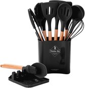 Vaive Batterie de cuisine de cuisine 13 pièces avec support et VAIVE de cuisine - Ustensiles de cuisine Set Siliconen - Spatule