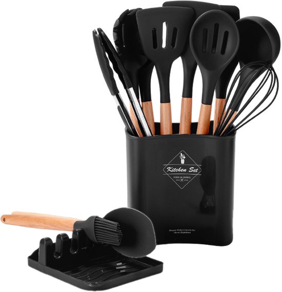 VAIVE Kookgerei set 13-delig met Houder - Keukengerei Set - Garde - Spatel Silicone