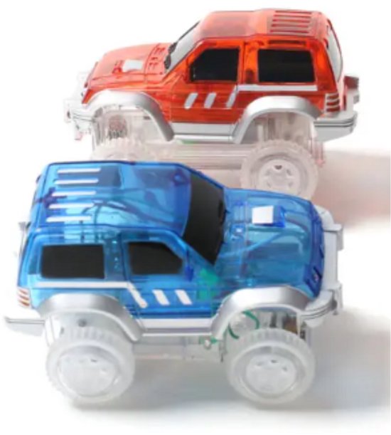 Magna-World® Race Track uitbreidingsset race cars 2 stuks - Magnetisch speelgoed - Magnetische bouwstenen - Montessori speelgoed - Magnetic Tiles - Magenetische tegels