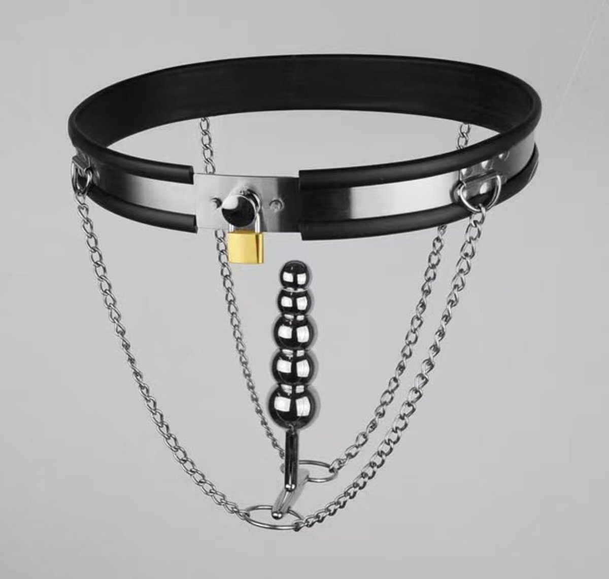 Prolink Novelties® Kuisheidsgordel met Beads Dildo voor een Vol en Onderdanig Gevoel - One Size Fits All - metaal