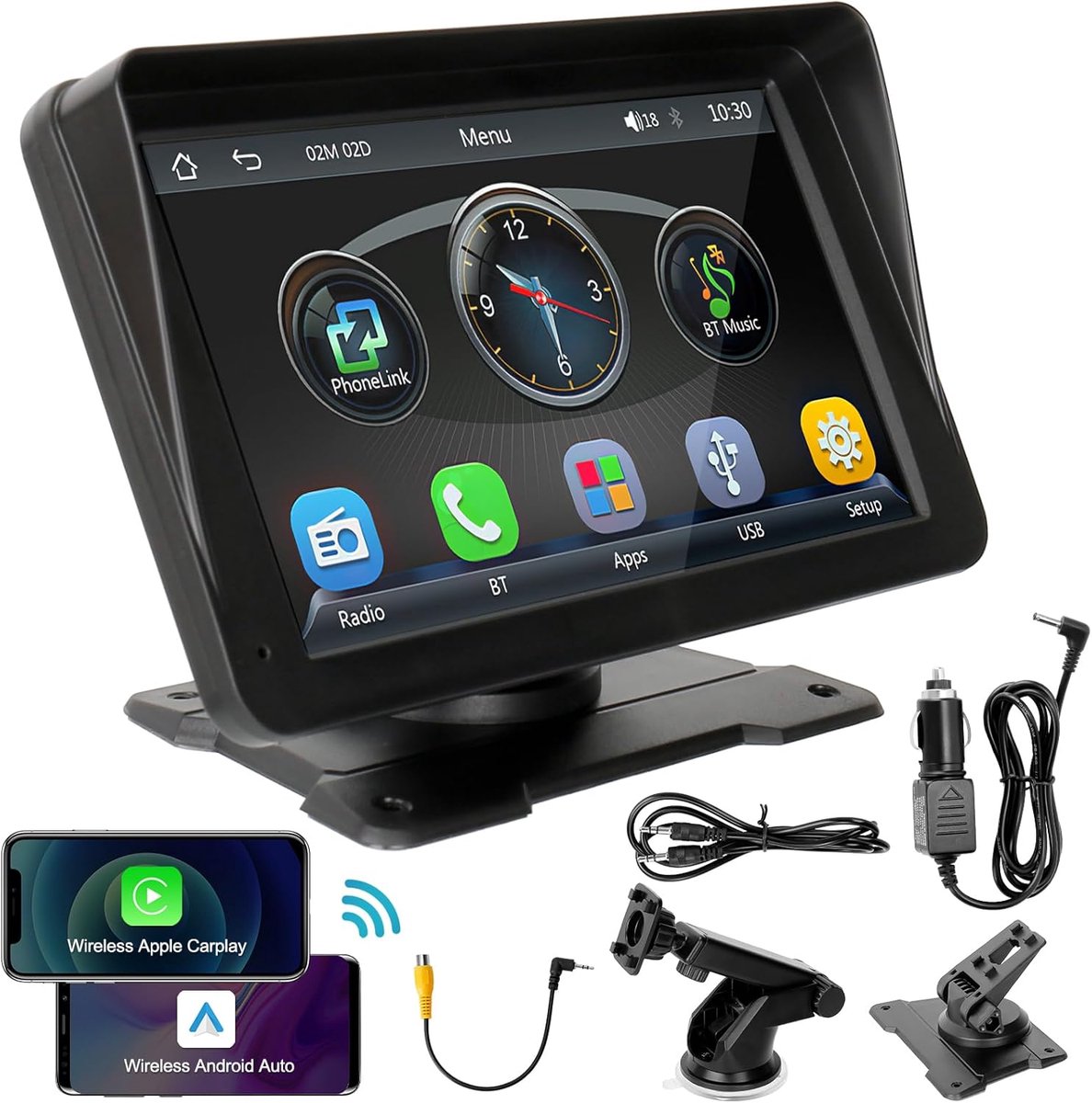 Draadloze Carplay Android Autoradio met Live Navigatie en 7 inch Touchscreen