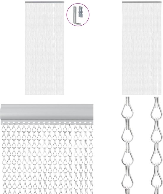 VerRich Zilveren ketting gordijn deur vliegengaas 70 x 200 cm