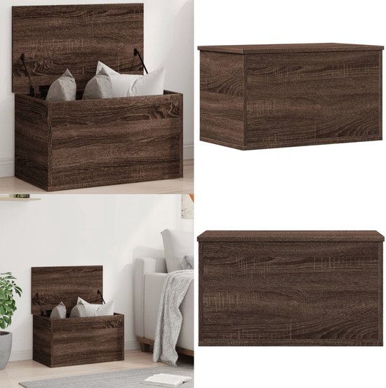 vidaXL Opbergbox met deksel 60x40x51,5 cm bewerkt hout gerookt eiken, speelgoedkist, opbergdoos, opbergbak, opbergkist, dekenkist vidaXL Opbergbox met deksel 60x40x51,5 cm bewerkt hout gerookt eiken, speelgoedkist, opbergdoos, opbergbak, opbergkist, dekenkist