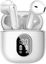 Soundtrex X-Pro Draadloze oordopjes - Bluetooth Oordopjes - Oortjes draadloos - Earpods - LED Display - Bluetooth 5.3 - Wit