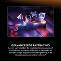 Gedetailleerde weergave van raytracing effecten met geometrische vormen zoals een kegel, bol en kubussen. Geavanceerde Raytracing.