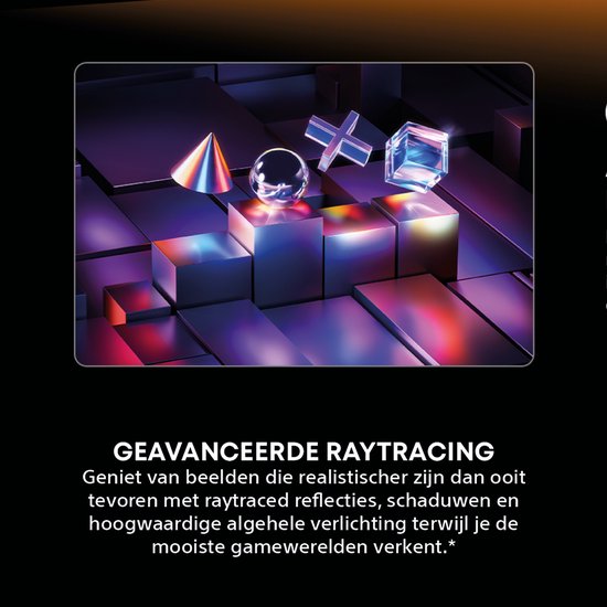Gedetailleerde weergave van raytracing effecten met geometrische vormen zoals een kegel, bol en kubussen. Geavanceerde Raytracing.