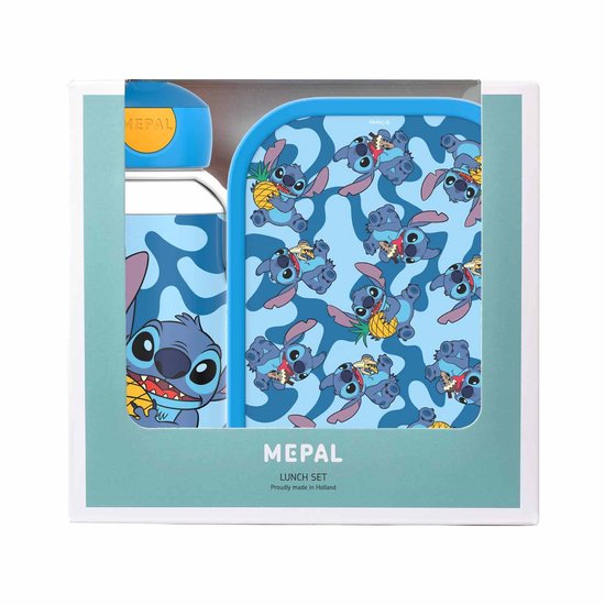 Set déjeuner Mepal (bouteille pop-up et boîte à lunch) Campus - 400 + 750 ml - Boîte à lunch et gobelet pour enfants - Boîte à bento - Bouteille Pop-up - Stitch