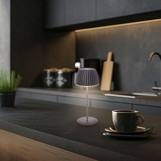 BRILONER Riffle - Mini lampe de table rechargeable - lampe sans fil - intensité variable tactile - pour l'intérieur et l'extérieur - Lauréat du German Design Award 2025 - anthracite - Ø8,5 x 20 cm