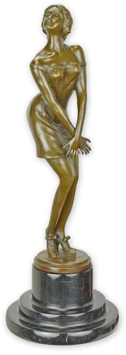 VntiQue Exclusief Bronzen Beeld 'Pensive' – Stijlvolle Sculptuur – Handgemaakt Kunstwerk – Decoratief Beeld voor Interieur & Kantoor brons