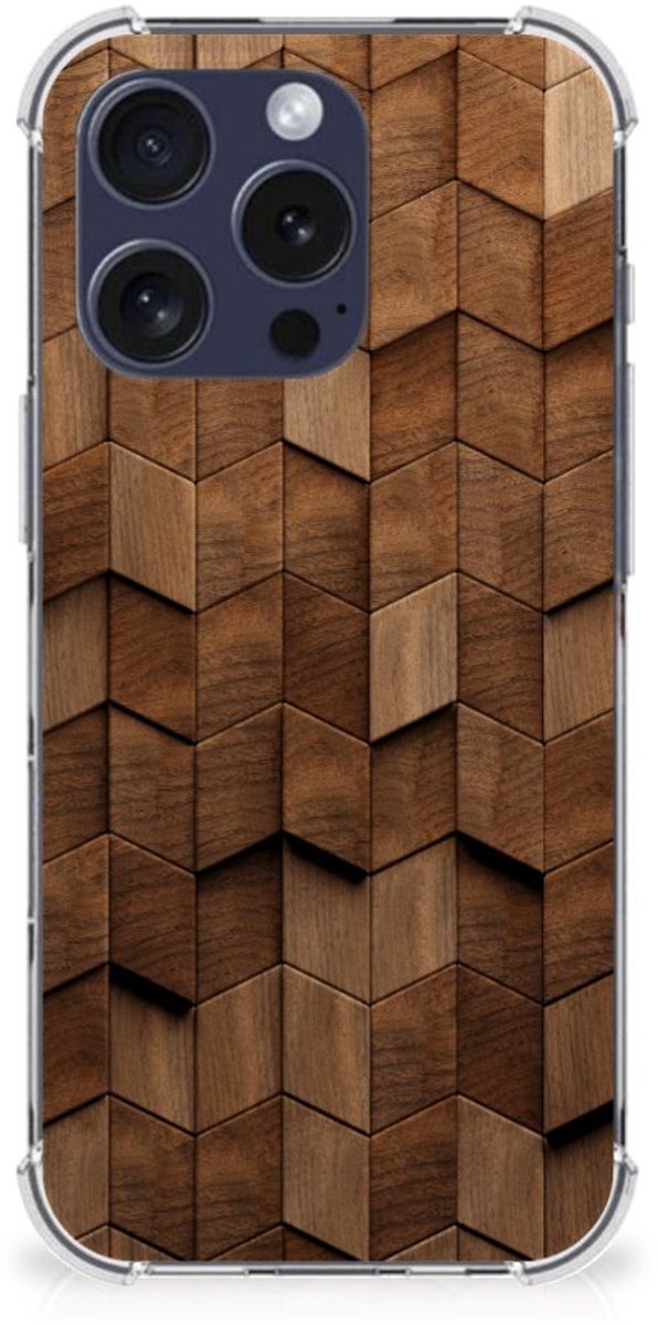 Stevig Telefoonhoesje voor iPhone 16 Pro Max Wooden Cubes