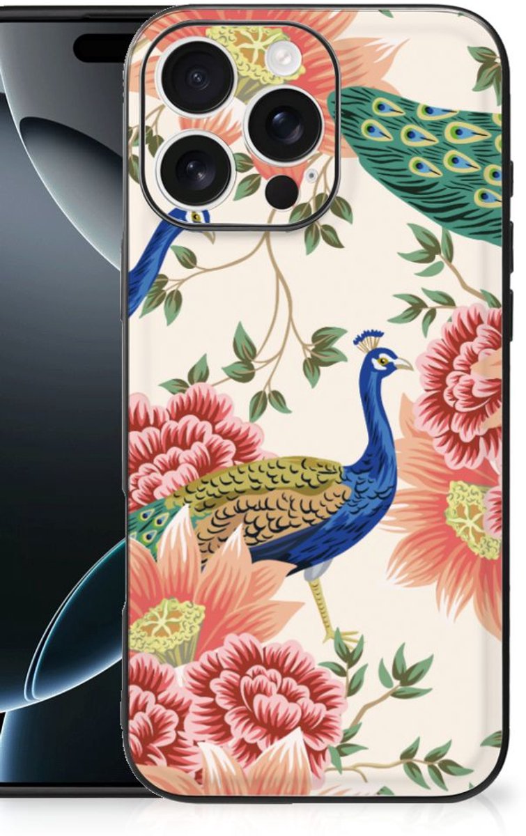 Back Cover voor Dierenprint Telefoonhoesje voor iPhone 16 Pro Max Pink Peacock