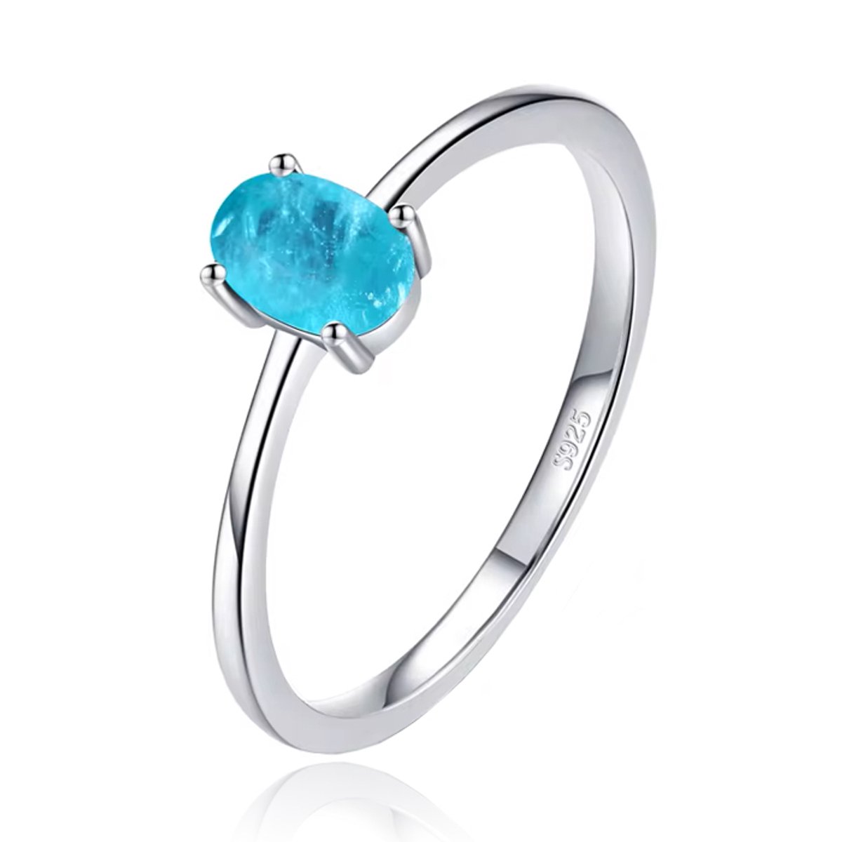 Elenza Sterling .925 Zilveren Ring met Ovale Blauwe Steen-19mm