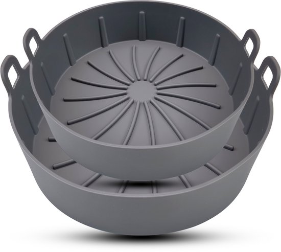 Bodo® Airfryer Bakje - Airfryer Accesoires - 16 & 19 cm - Grijs
