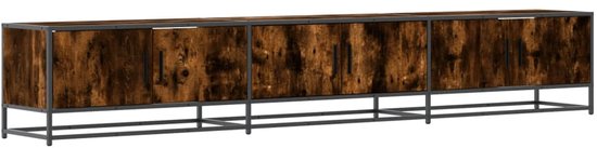 VidaXL Tv Kast Gerookt Eiken VidaXL TV-meubel 240x35x41 Cm - Bewerkt Hout Gerookt Eiken - 3 Vakken Met Deuren, Industriële Stijl Tv-meubel Bewerkt Hout