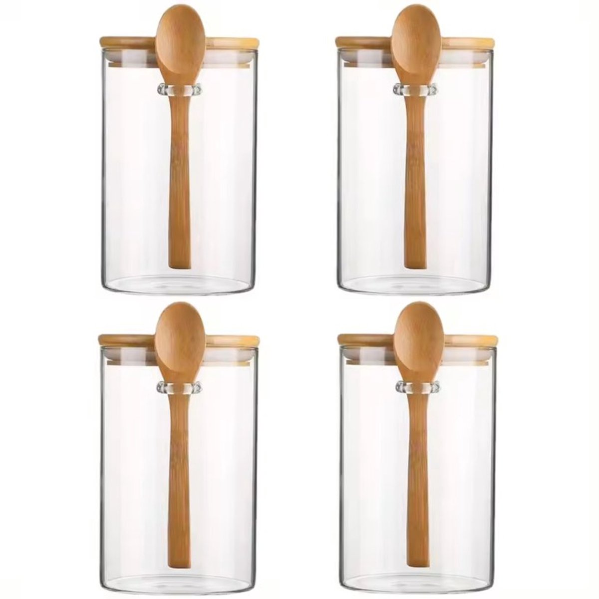 Wholede Voorraadpotten Met Deksel en Lepel, 540ml Set van 2 Glazen Voorraadpotten Luchtdichte Glazen Keukenpotten Voor Suiker, Koffiebonen Of Specerijen