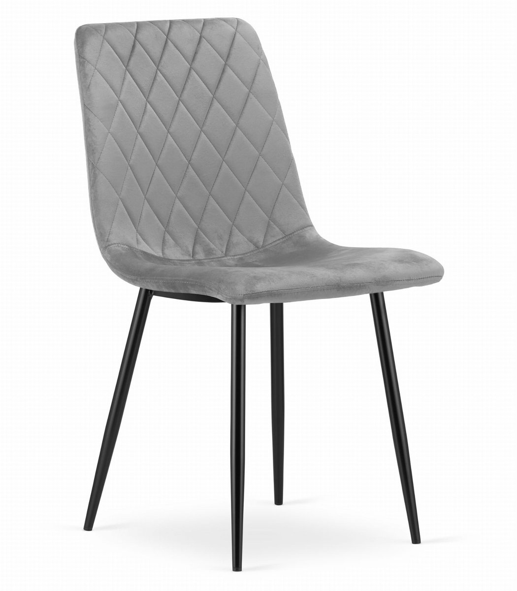 LEOBERT Eetkamerstoel TURIN Lichtgrijs – Velvet Bekleding, Modern, Ergonomisch Design, Zwarte Metalen Poten, Max. 120 kg