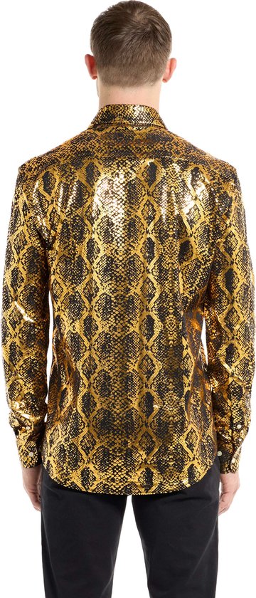 OppoSuits Shiny Snake Shirt - Chemise Homme - Chemisier Doré - Taille 41
