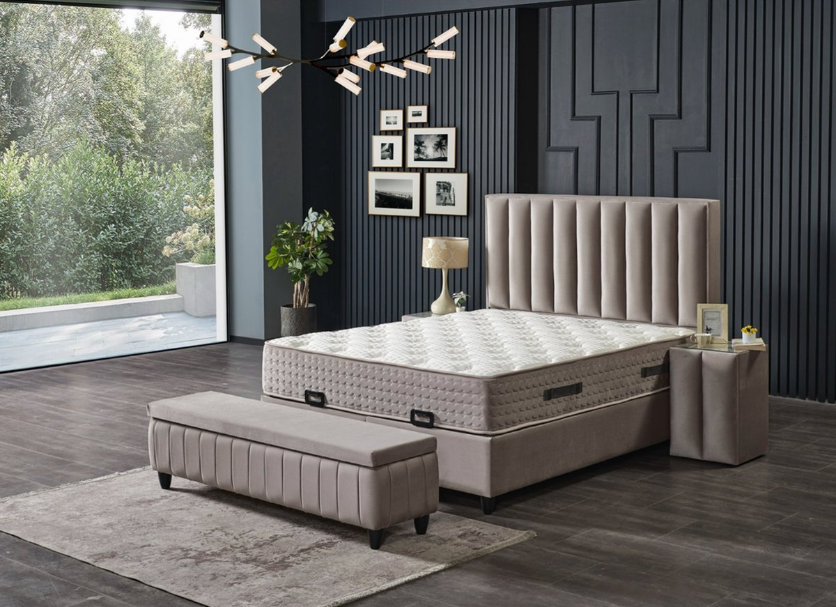 Nessa® - Opbergruimte Boxspring Marina- 160x200 - Velvet - Inclusief 25cm Dik Orthopedisch