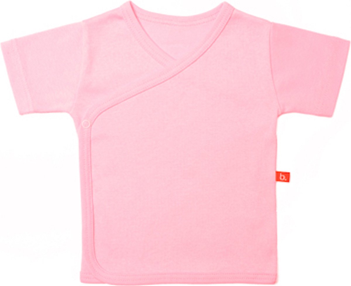 Baby t-shirt overslag bio katoen korte mouw roze 62-68