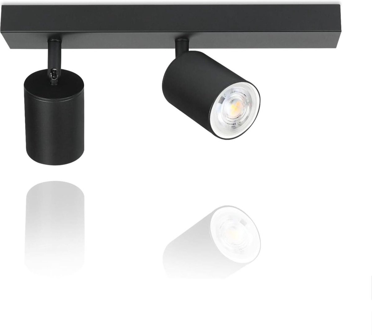 NETTLIFE Opbouwspot - GU10 fitting - plafondspot met 2 lichtpunten - spots - zwart Plafondlamp - L 30 cm - draaibar - kantelbaar - plafoniere - excl. GU10-excl. lichtbron