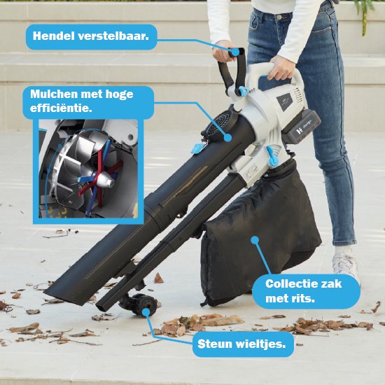 H-Ster Accu Bladblazer Leo 40 Volt - 3 IN 1 Blazen, zuigen en versnipperen - 187 km/h - excl. accu en lader van H-Ster — afbeelding 2