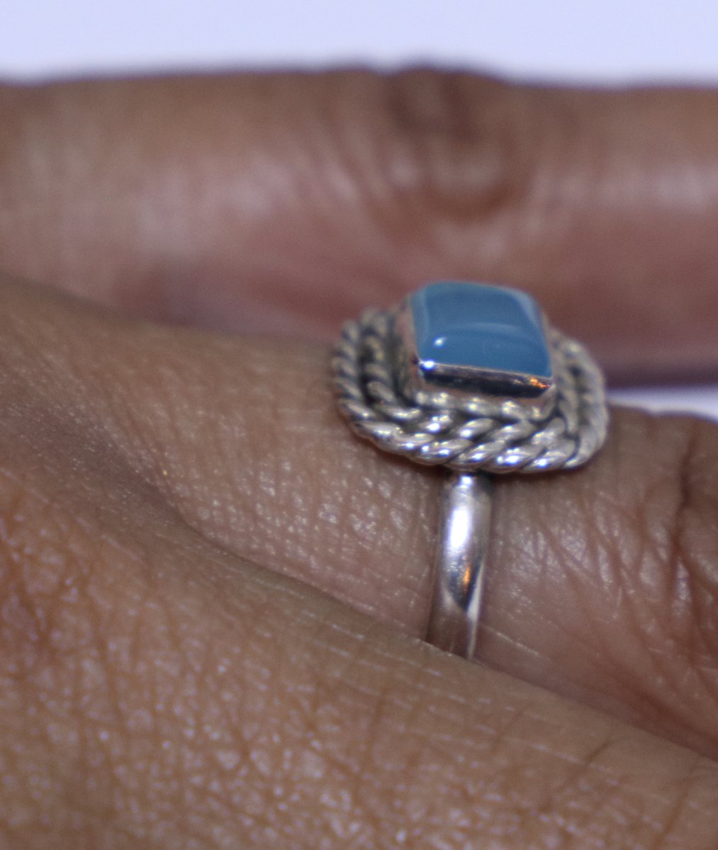 Blauwe Chalcedoon ring