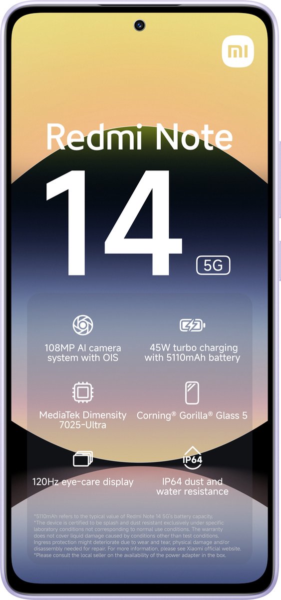 Xiaomi Redmi Note 14 - 5G - 8GB/256GB - Lavender Paars thumbnail 2