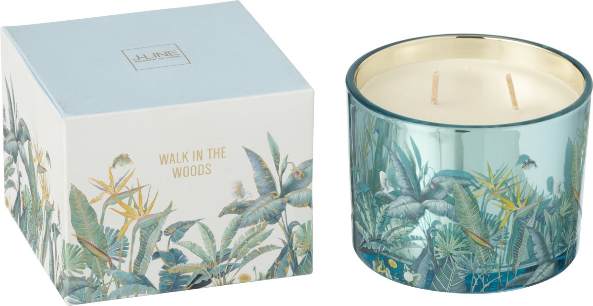 J-Line geurkaars Walk In The Woods - Woody Blush - glas - blauw - small - 30U