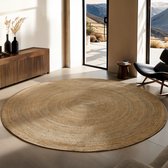 tectake® Handgeweven tapijt - Duurzaam en onderhoudsvriendelijk vloerkleed - Rond - Jute naturel - Verkrijgbaar in verschillende maten - Natuurlijk - Ø 200 cm