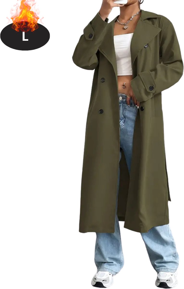 Bovista Mantel Dames Tussenmantel Jas Mantelpakje Trenchcoat Overjas Overcoat Winter Legergroen