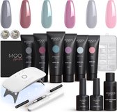 Moods Gellac - Luxe Polygel Set - Polygel Nagels Starterspakket - Inclusief UV LED lamp - 6 Kleuren - Grey Nude