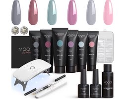 Moods Gellac - Luxe Polygel Set - Polygel Nagels Starterspakket - Inclusief UV LED lamp - 6 Kleuren - Grey Nude