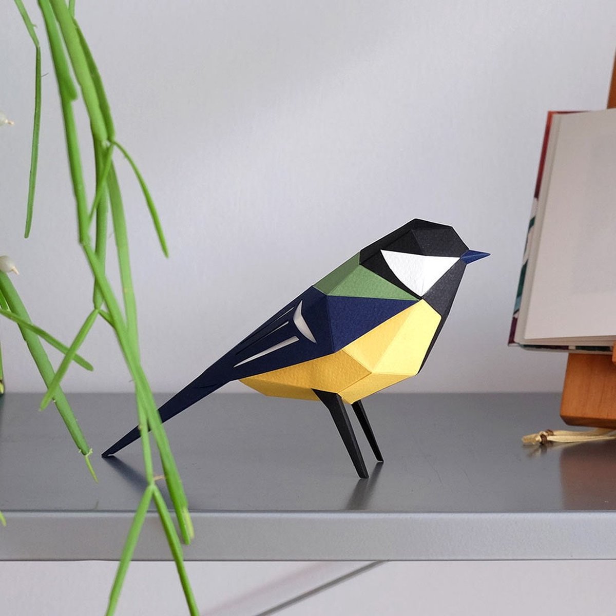 Plego Koolmees - 3D Design Vogel - Papieren Vogel Koolmeesje - Papierdecoratie - Decoratie van papier - Parus Major - Creatief Cadeau - DIY Pakket