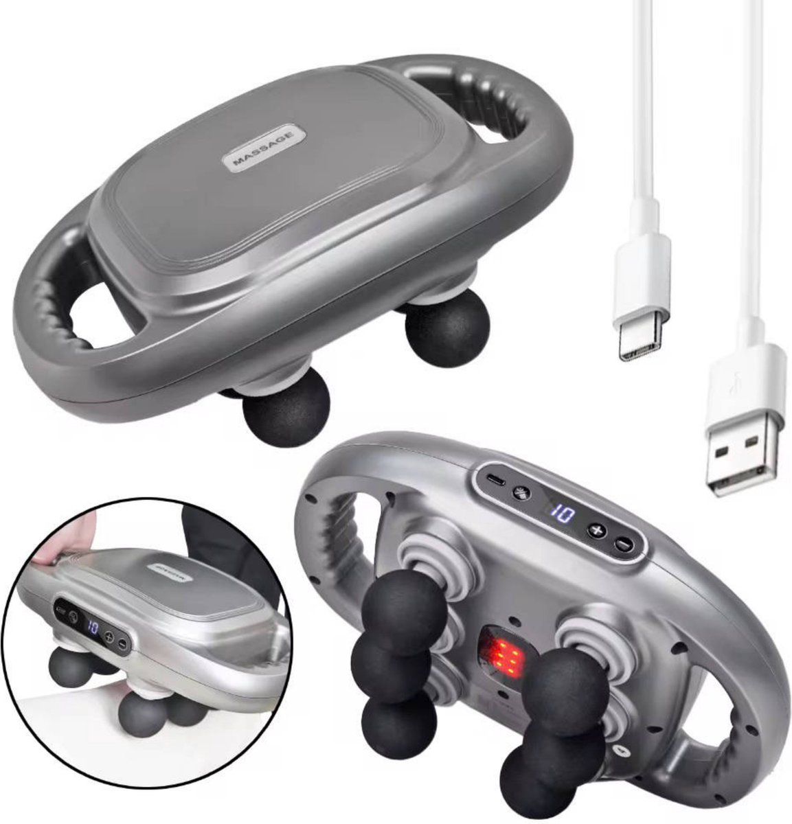 Massage Apparaat - 6 Koppen - Verlicht Spierpijn - Voorkomt Kramp - Massage Gun - Massage Gun Professioneel - Elektrisch Nek en Rug Massage Apparaat - Massage