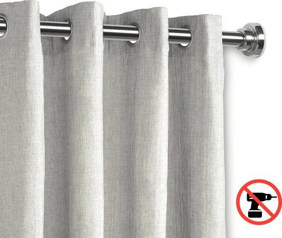 ACAZA Gordijnroede - Gordijnstang van 125-220 cm - Zilver - Gordijnroede ZONDER BOREN - Gordijnrails - Gordijnrails uitschuifbaar - Gordijnroede uitschuifbaar - Douchestang - Kledingstang - Douchegordijnstang - Douchestang uitschuifbaar - Gordijnrail