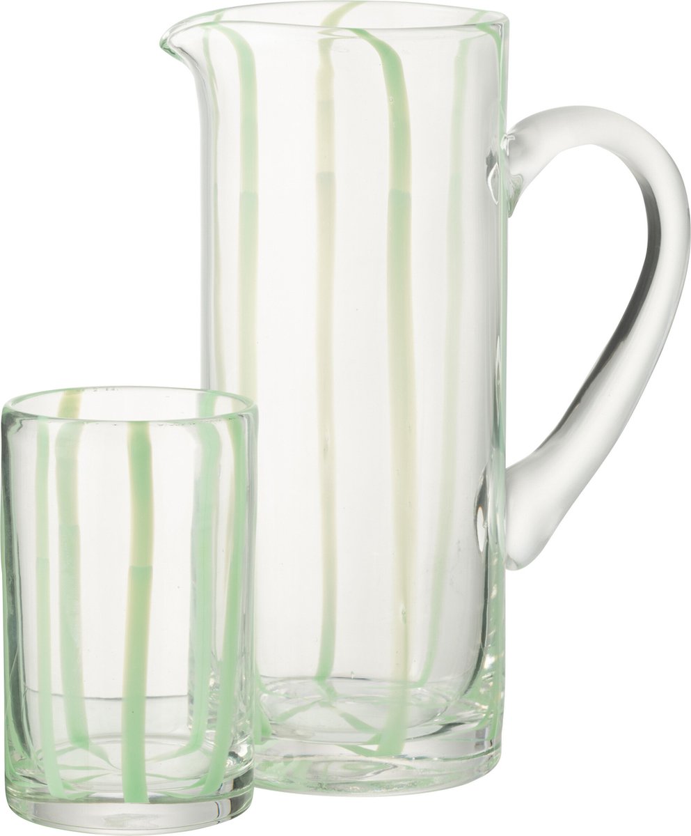 J-Line karaf Strepen - glas - transparant/groen