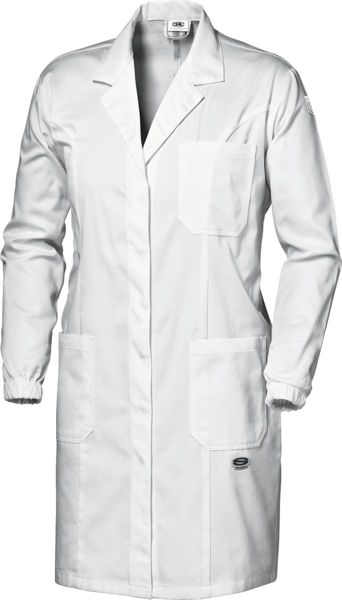 SIR SAFETY SYMBOL WOMENS Stof Werkjas DAMES Veiligheidsjas Wit - Metalen Drukknoopsluiting - Elastische Manchetten - Zijzakken