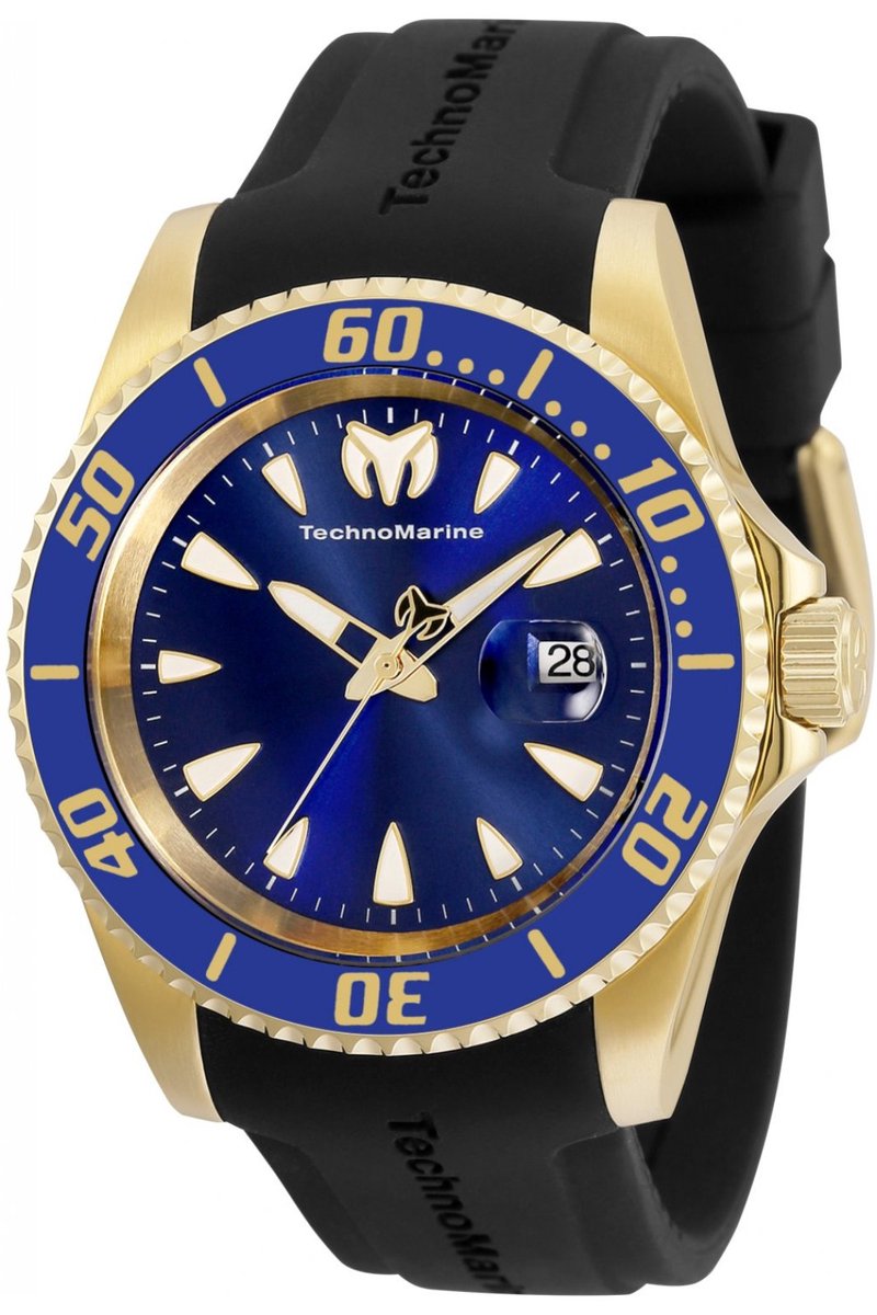TechnoMarine Manta TM-220115 Heren Horloge - Waterdicht - Analoog - Quartz Uurwerk - Roestvrij Staal met blauwe Wijzerplaat - 42mm