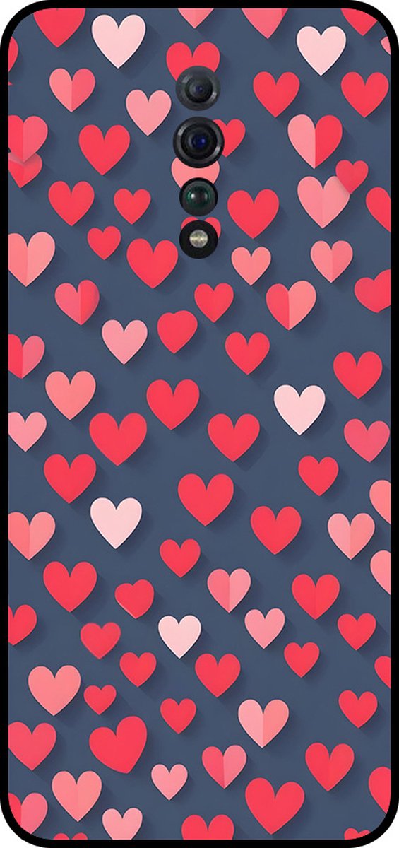 Smartphonica Telefoonhoesje Geschikt voor Oppo Reno Z met Roze en Rode Hartjes Opdruk - TPU Backcover Case With Rosé and Red Heart Design geschikt voor Oppo Reno Z