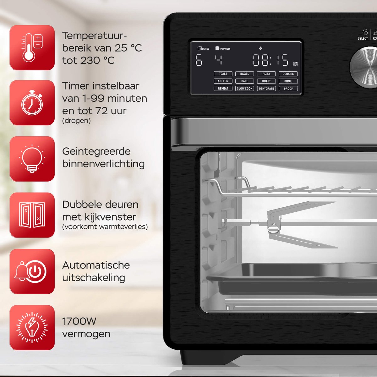 Afbeelding 3 van TurboTronic AF32DRD Airfryer XXL en Oven – Zwart
