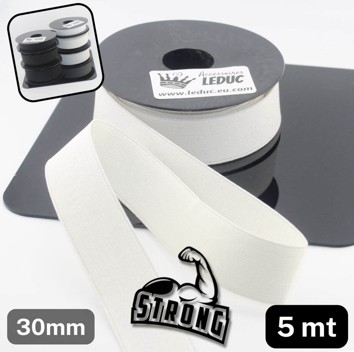 Taillebandelastiek 30 mm – 5 Meter – Extra Stevig Naaielastiek – Wit