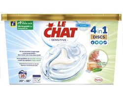 Le Chat Sensitive - Wasmiddelcapsules - Witte en Gekleurde Was - Marseille & Aloë Vera - 16 Wasbeurten