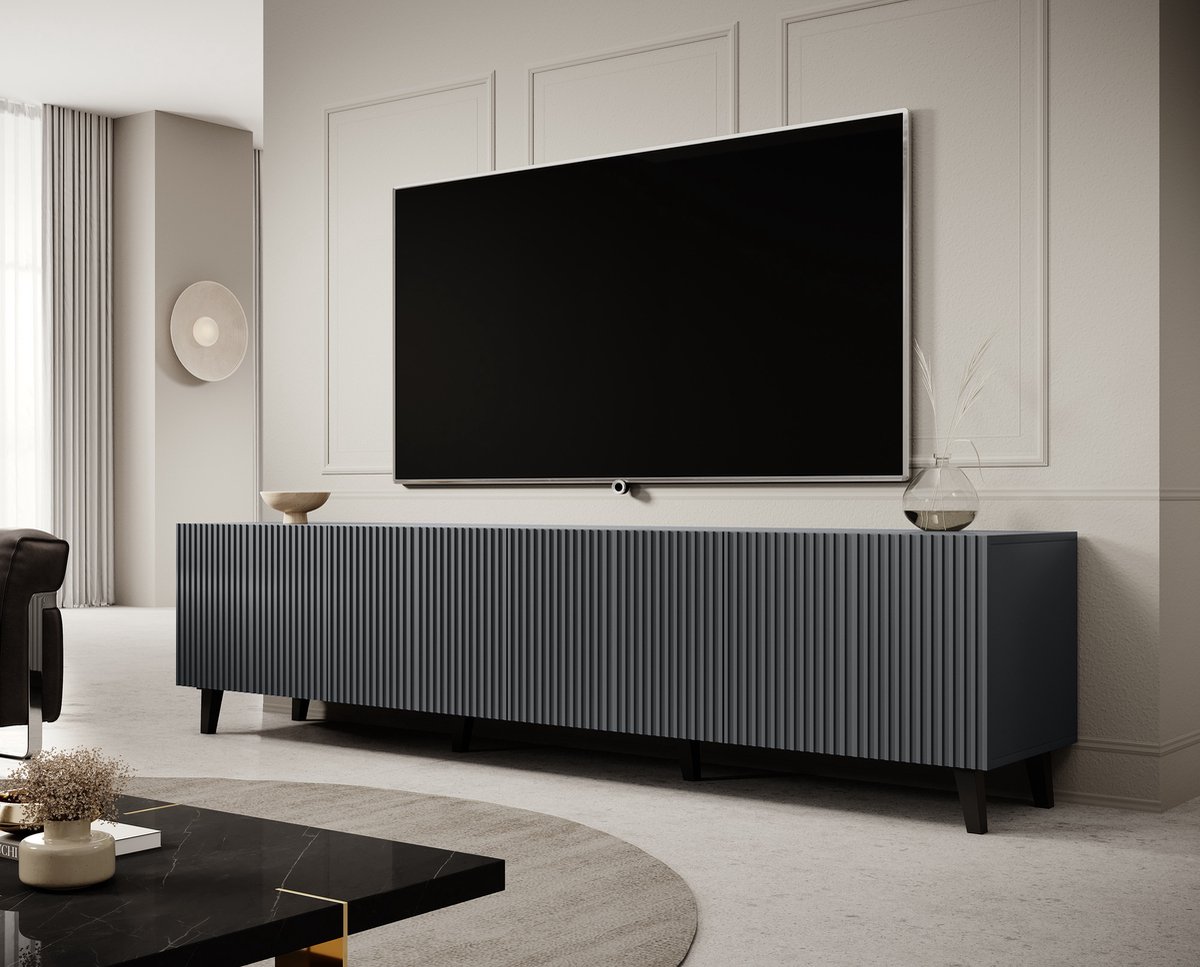 MEUBELLA TV-Meubel Vintar - Antraciet - 200 cm
