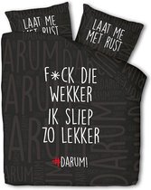 Dekbed-Discounter - #DARUM! Dekbedovertrek 200 x 200/220 cm - Verkoelend Polykatoen - Dubbele instopstrook - Wassen op 40 graden - Inclusief 2 kussenslopen - F*ck die wekker!