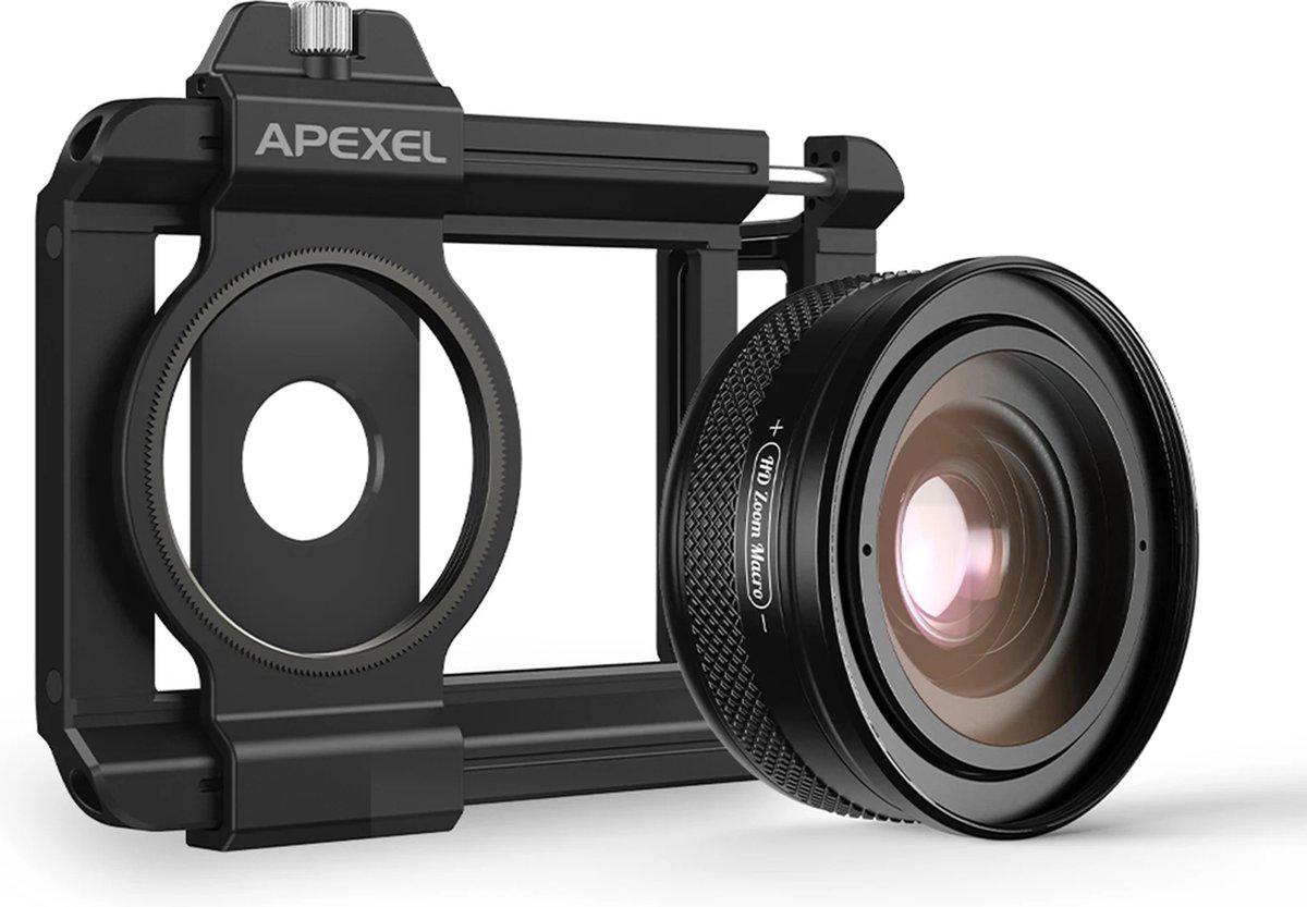 DrPhone APEX WideEdge Pro – Zoom Smartphone Macrolens - 10x Tot 20x Vergroting - F1.05 diafragma - HD Macro-Lens – Macro Fotografie - Zwart