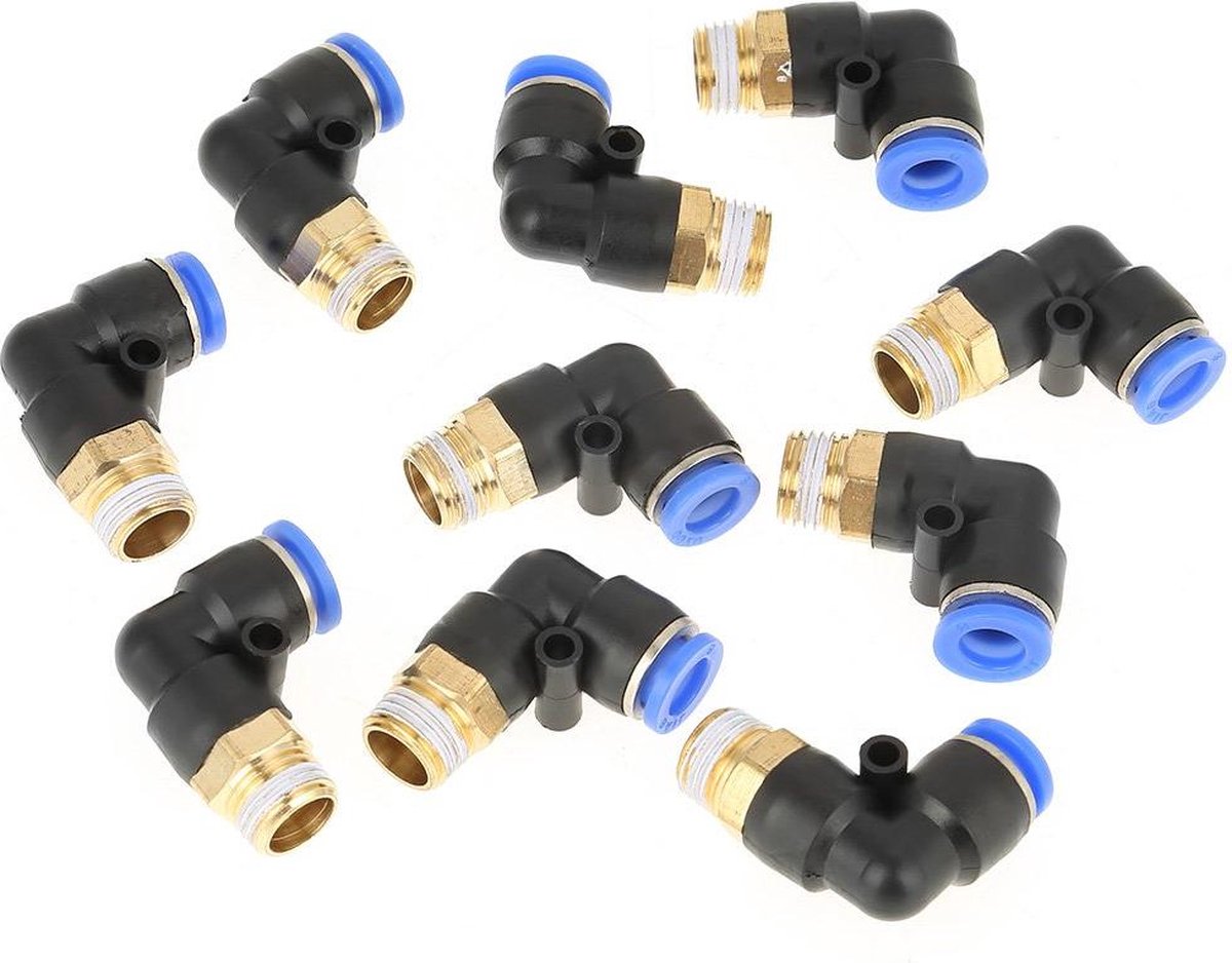 10 stuks pneumatische hoek snelkoppeling adapter 8 mm - schroefdraad G1/4 - set voor buis - persluchtgereedschap .